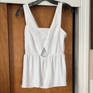 Zara White Sleeveless Top- side zip